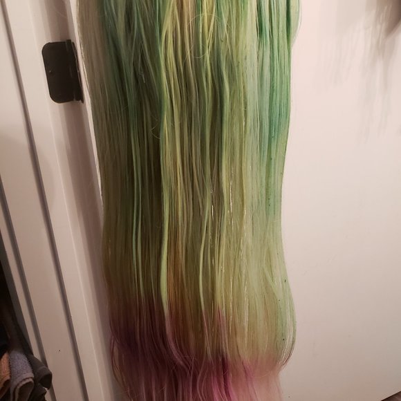 HUMAN PINK LIME PLATINUM AND YELLOW TYE DYED 24